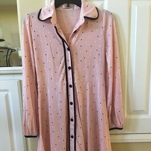 Pink polka dots cotton mini dress